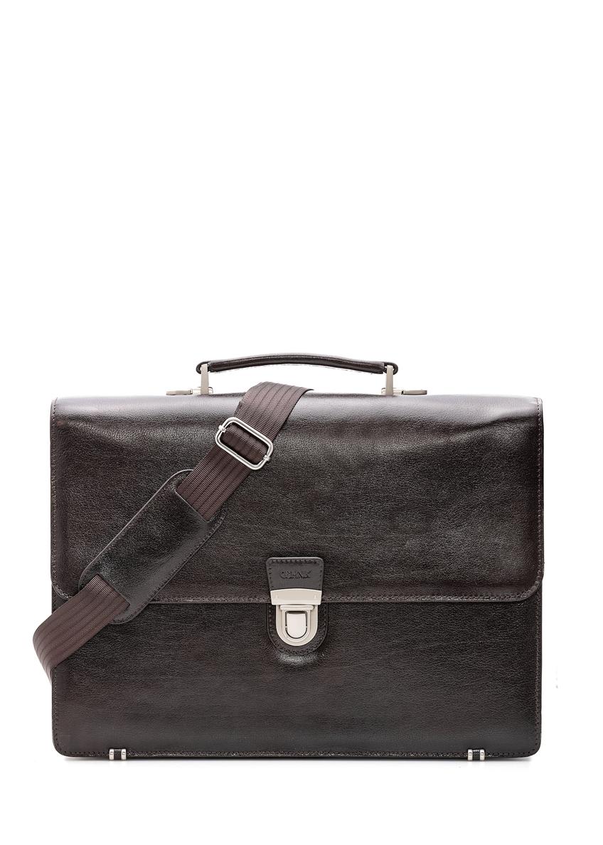 Men's leather briefcase TORMS-0478-89(Z25), front product view on white background.