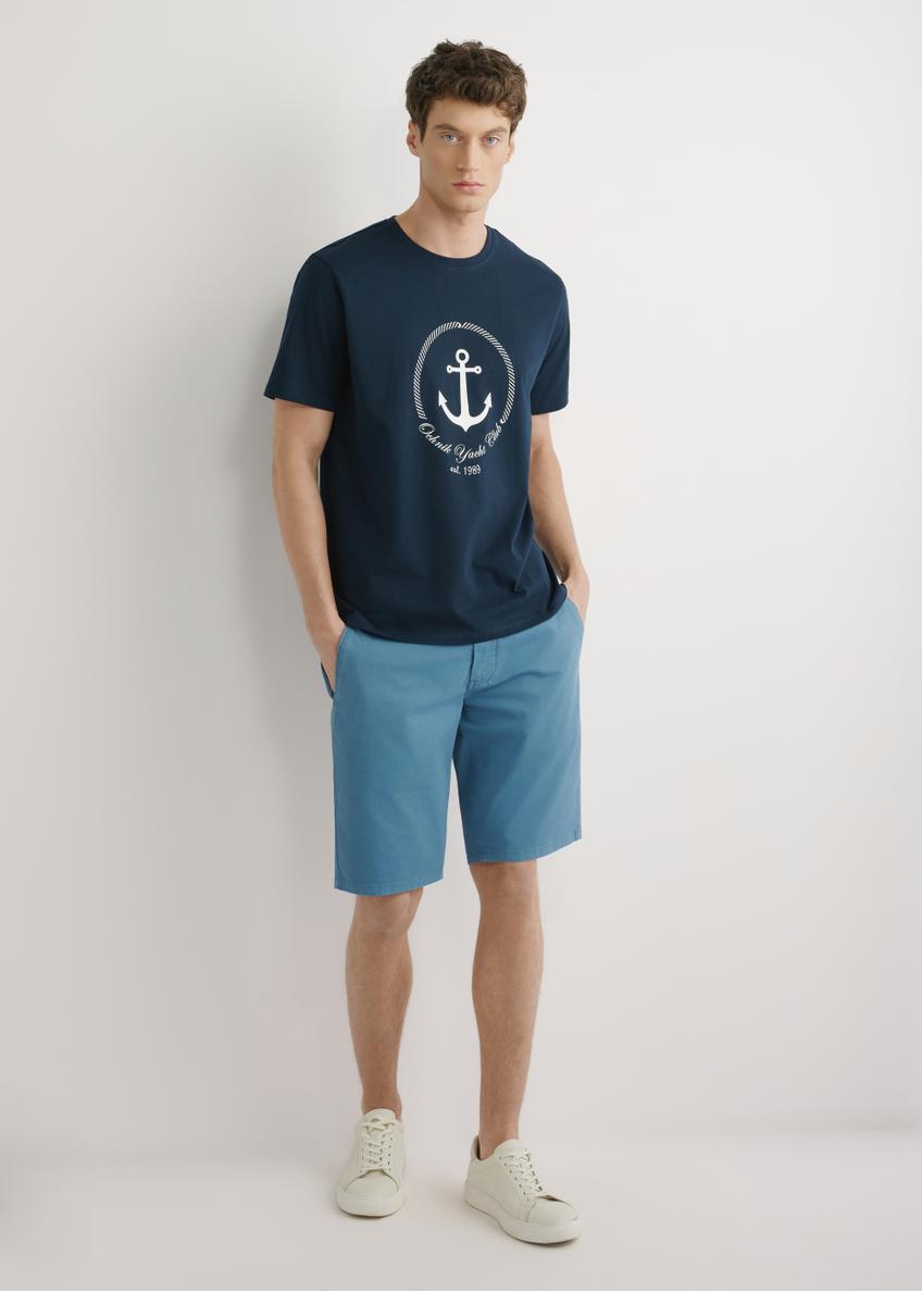 Navy blue men's T-shirt with print TSHMT-0147-7E(W26)