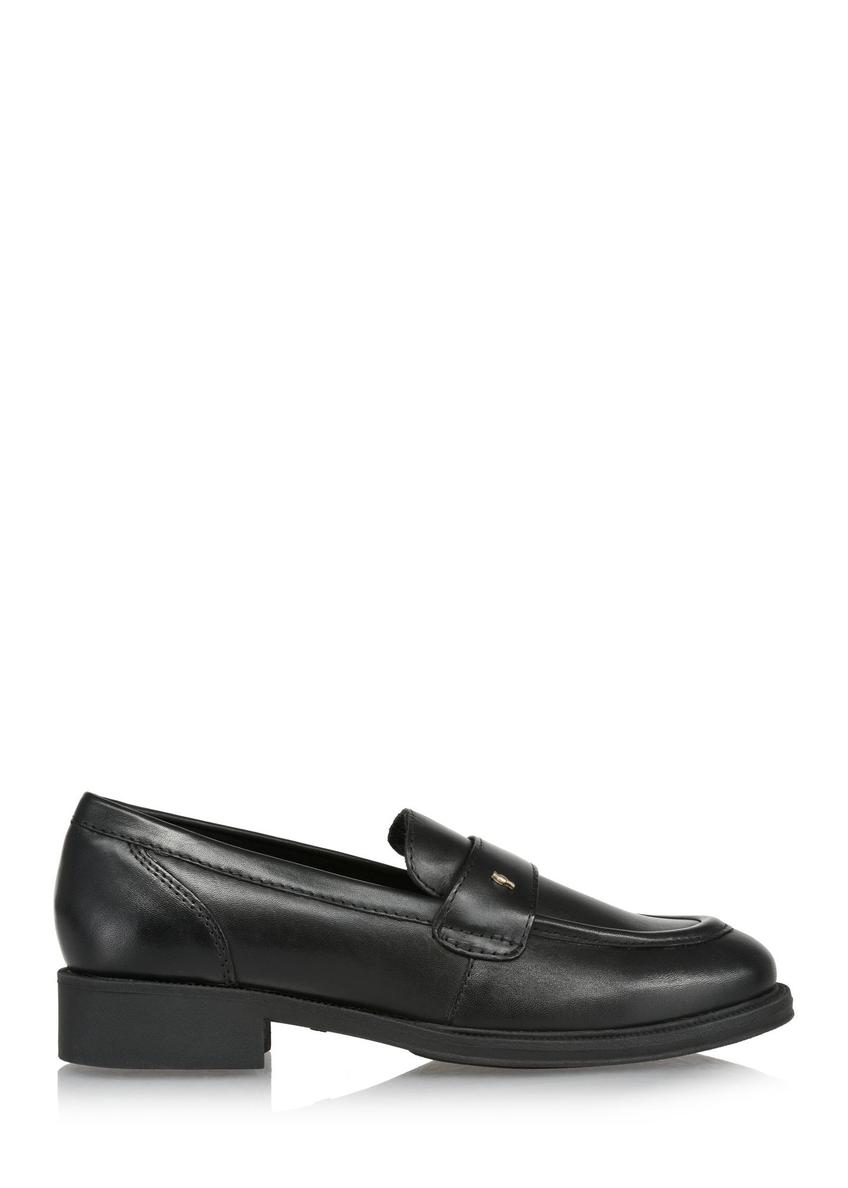 Black leather women's loafers BUTYD-1117-99(Z24)