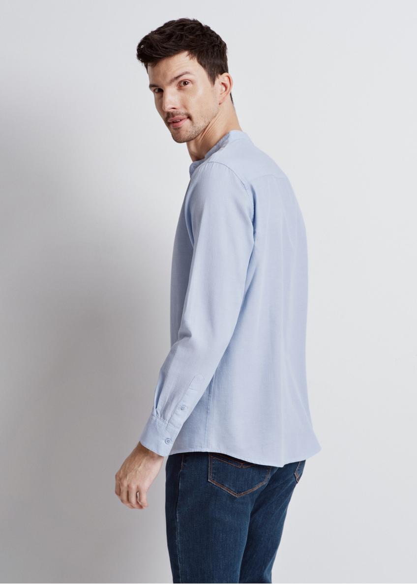 Men's blue collarless shirt KOSMT-0326-61(W24)