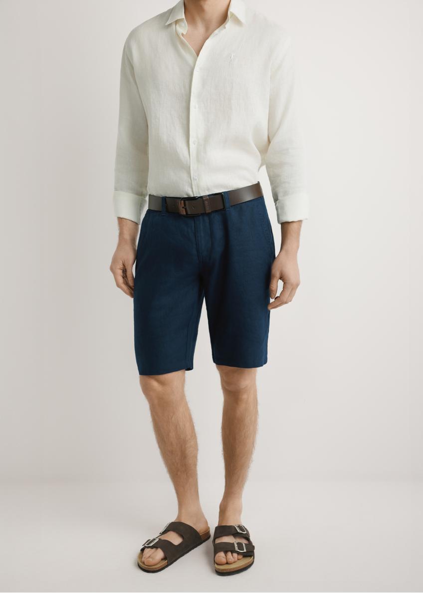 Navy blue linen men's shorts SZOMT-0034-7E(W26)