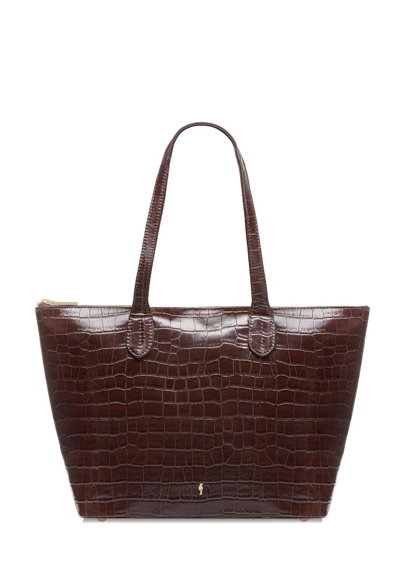 Women's brown leather shopper handbag TORES-0939E-89(Z25) - front product view on white background.