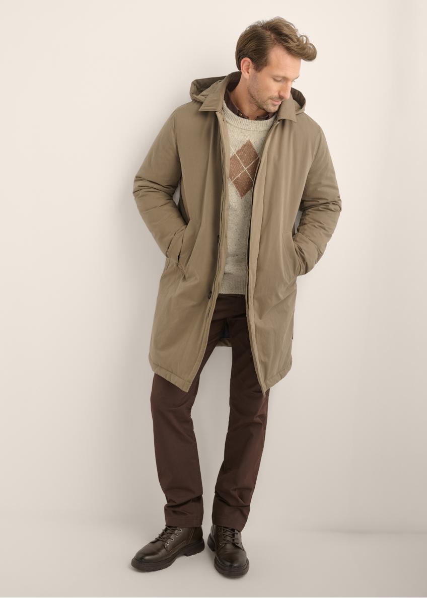 Long dark beige men's jacket KURMT-0441-1C(Z26)