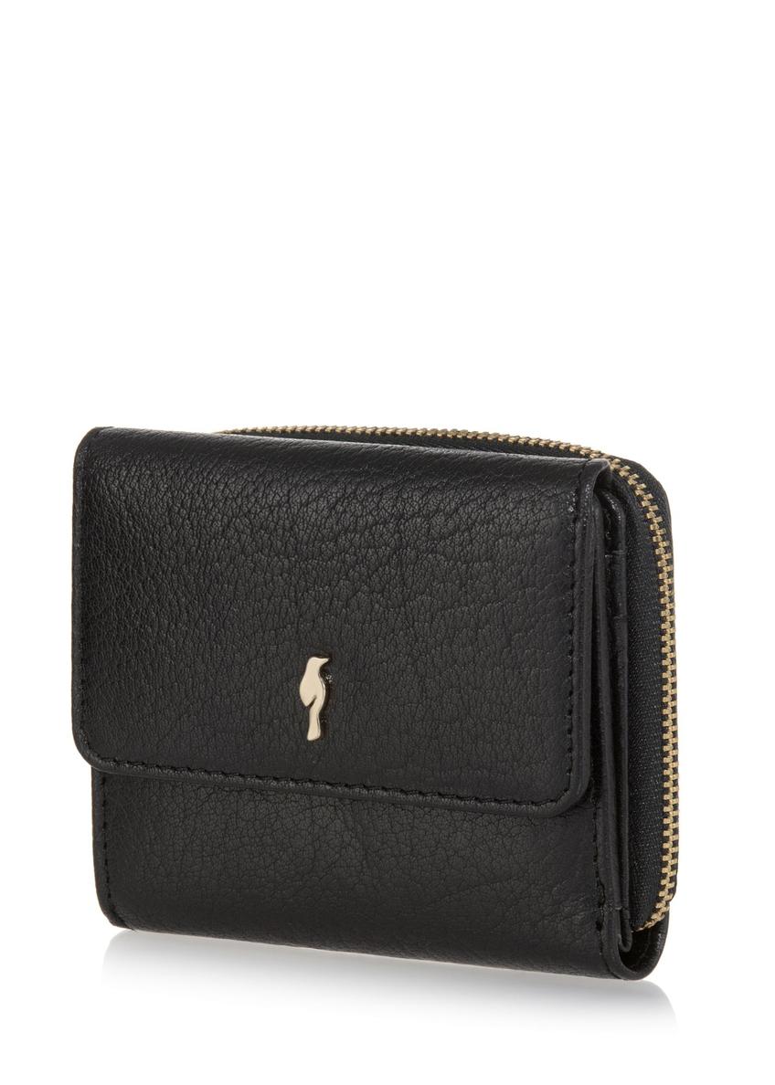 Small women's black leather foldable wallet PORES-0816A-99(Z25)