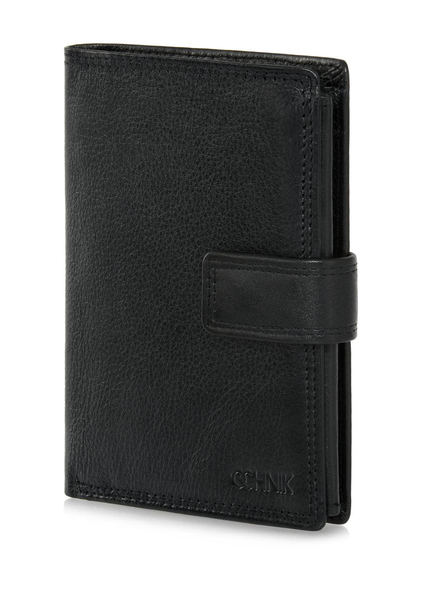 Men's black leather clasp wallet PORMS-0605-99(W24)