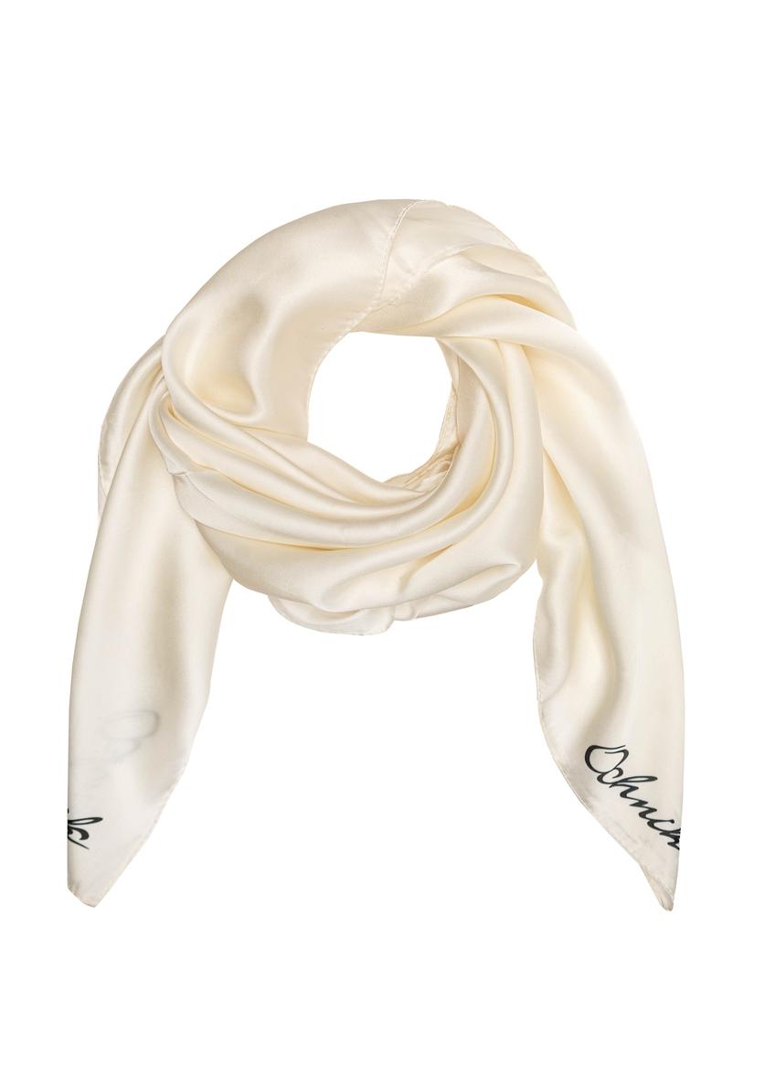 White women's scarf with logo SZADT-0189-11(W25)