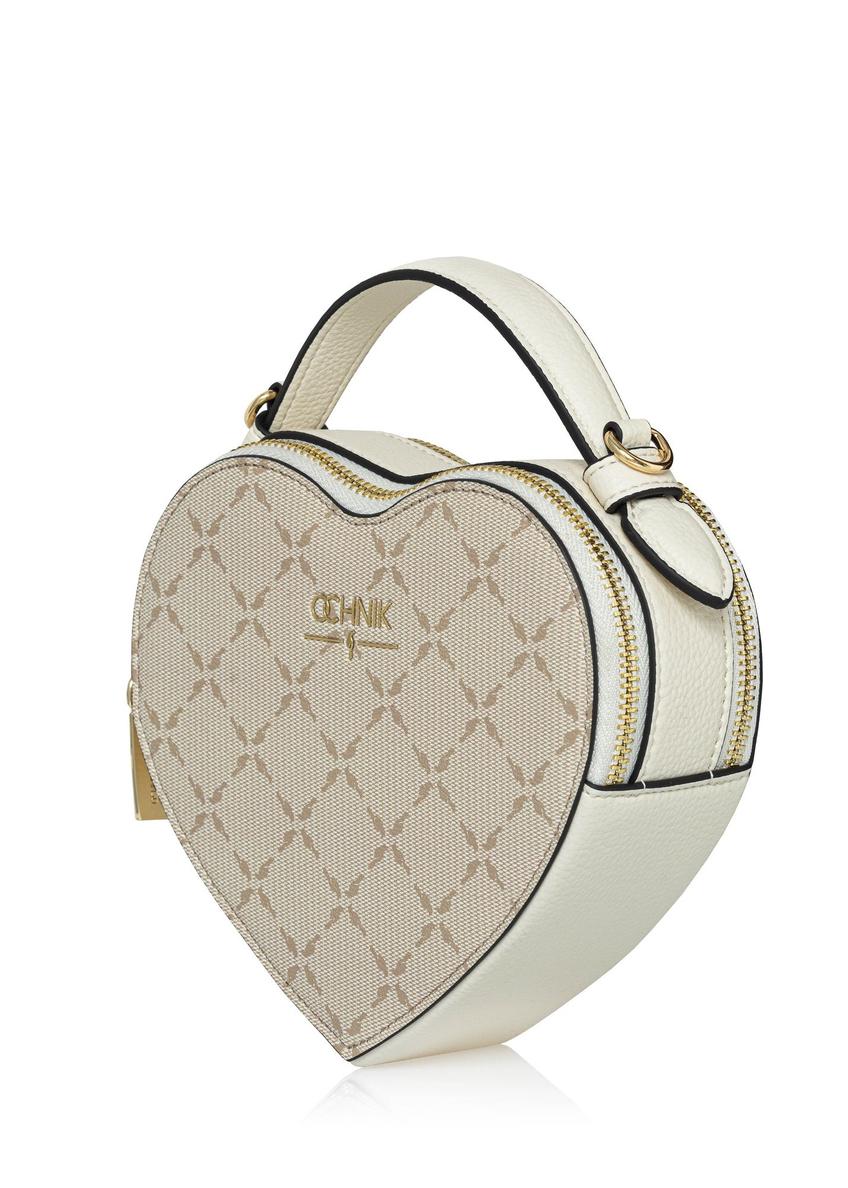 Beige handbag with heart-shaped monogram TOREC-1028-81(W25)