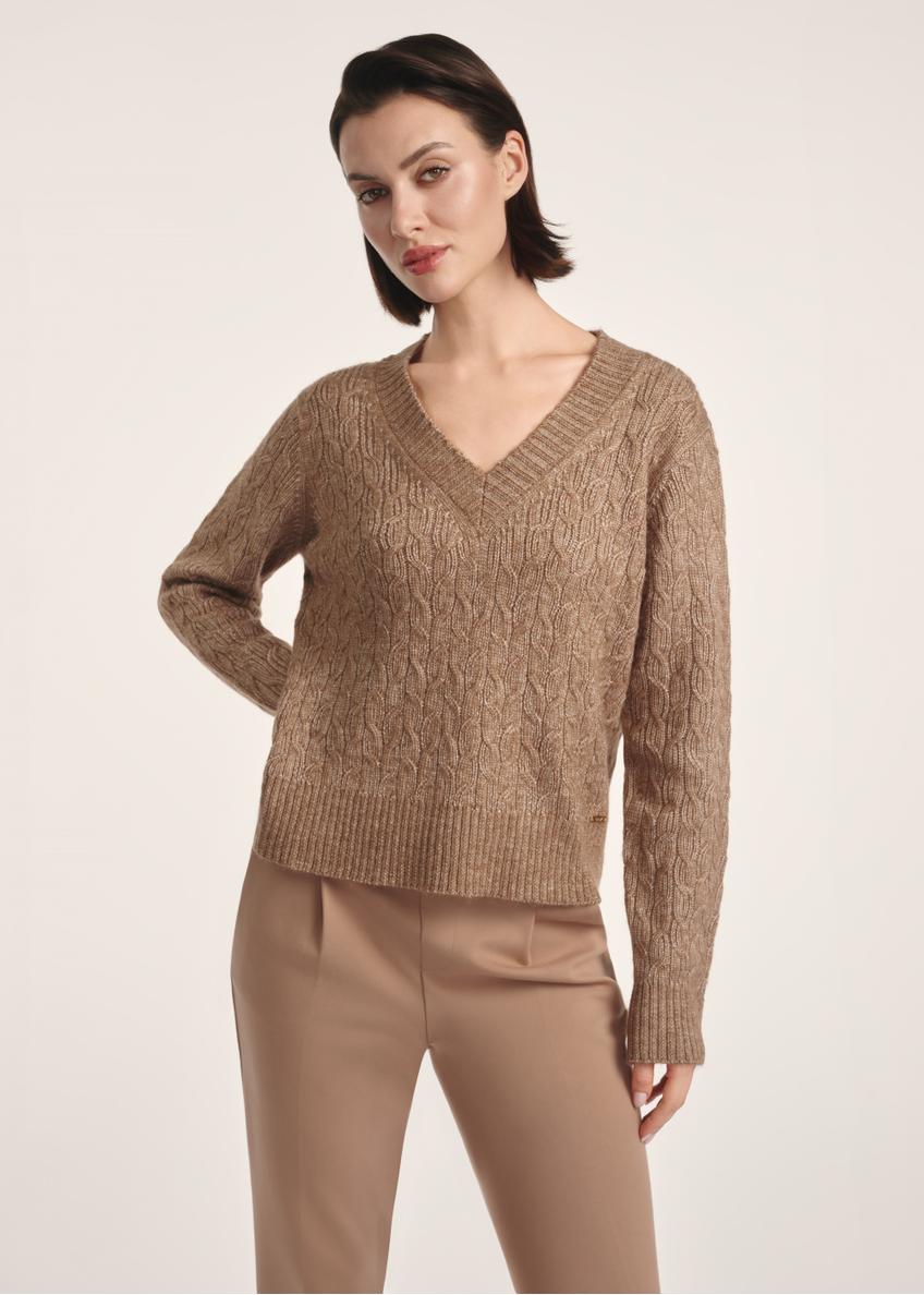 Women's sweater in brown with a wool blend SWEDT-0237-84(Z25)