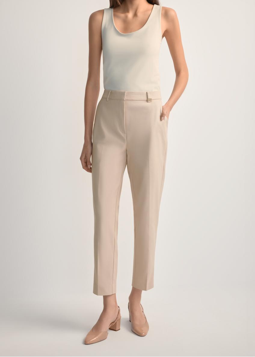 Beige women's pleated trousers SPODT-0090-1B(W26)