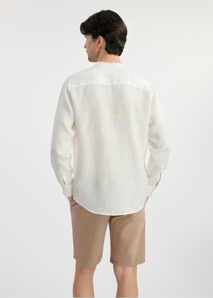 White linen men's shirt KOSMT-0337-12(W25)