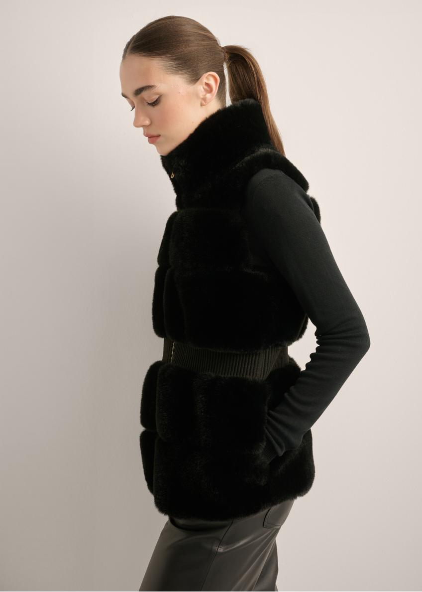Black women's fur vest KAMDP-0006-99(Z25)