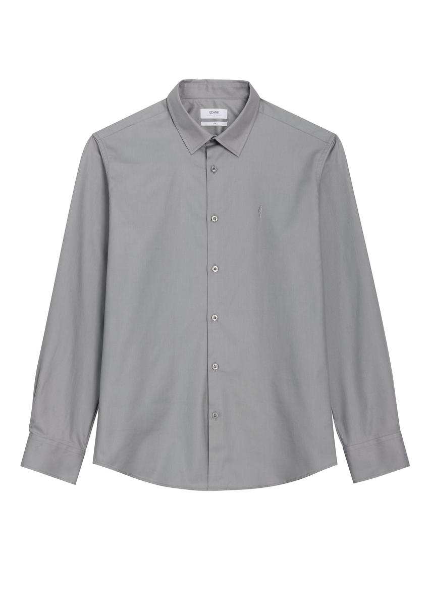 Light gray men's slim shirt KOSMT-0351A-9B(Z26) - front product view, on white background.
