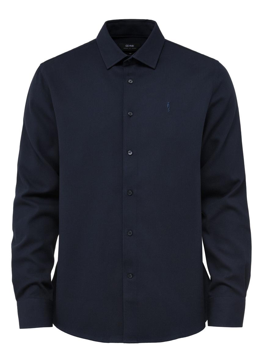 Navy blue men's shirt KOSMT-0334-68(Z25)