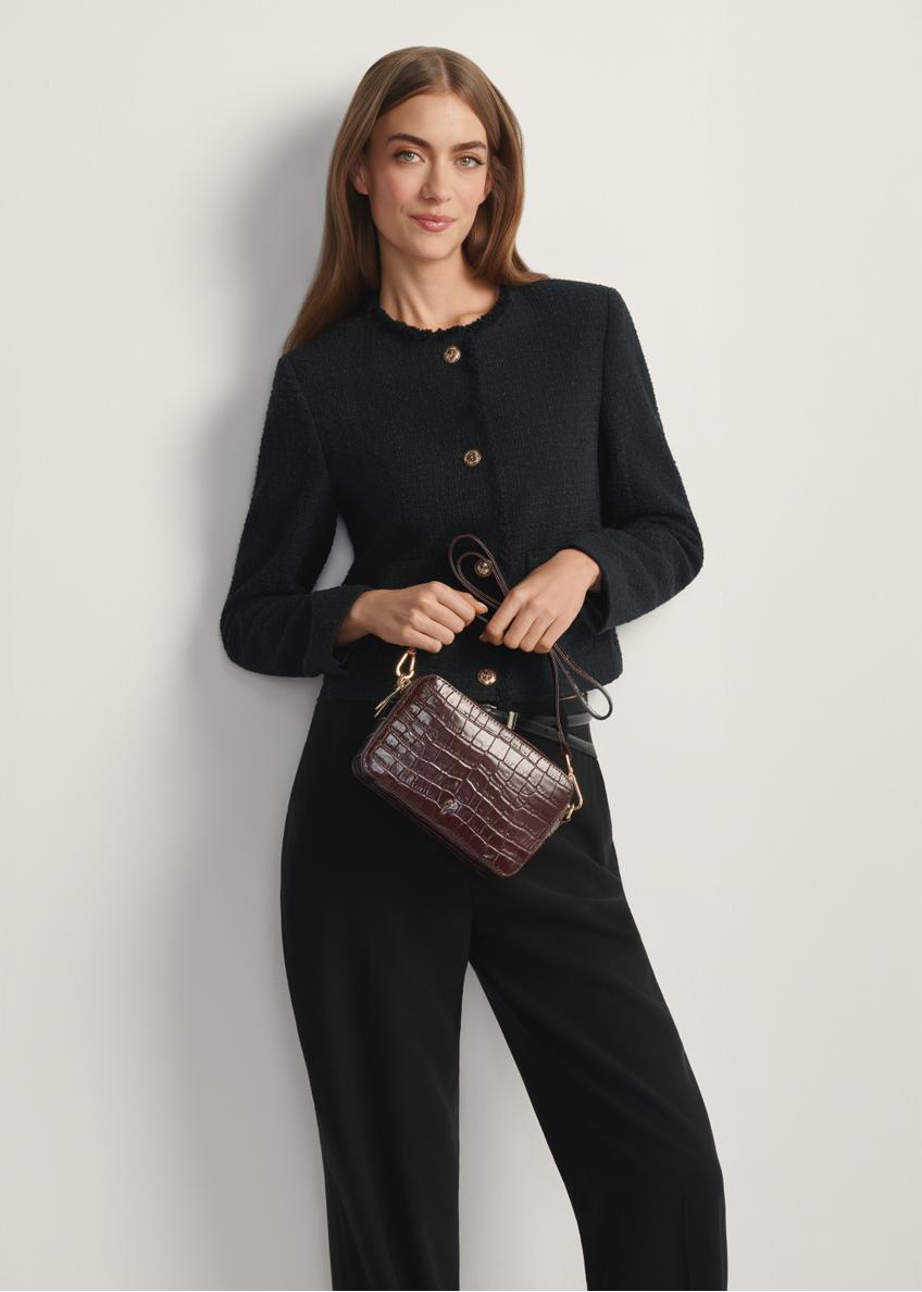 Small brown croco leather handbag TORES-1231-1H(W26)