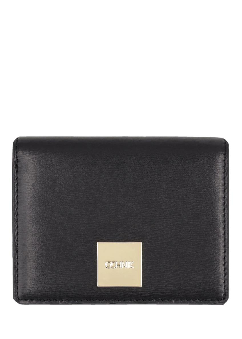 Black leather women's wallet PORES-1010-99(Z26) - product view, front, on white background.