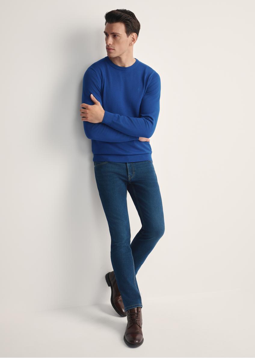 Navy blue men's jeans JEAMT-0022-17(Z25) - front product view on the model on a white background. The entire silhouette is visible.