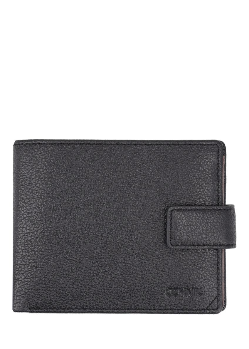 Black men's leather wallet PORMS-0719-99(Z26) - front product view, on white background.