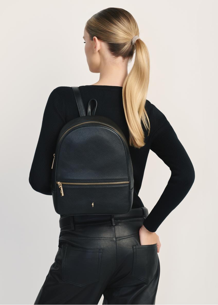 Black leather women's backpack TORES-0898D-99(Z25)