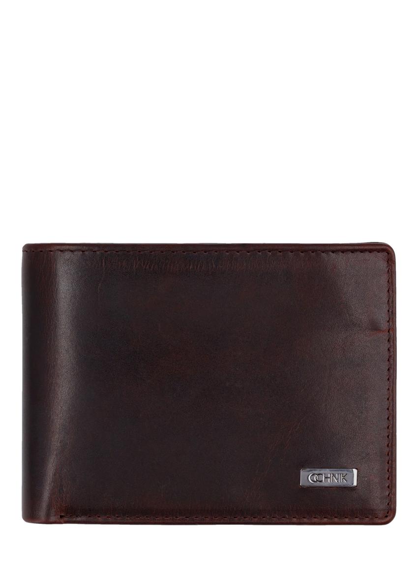 Brown leather men's wallet PORMS-0727-1I(Z26), front view on a white background.