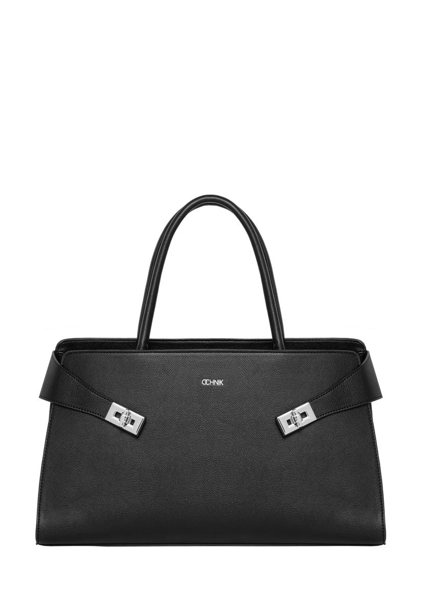 Black large women's handbag TOREC-1373-9I(Z26), front product view on white background.