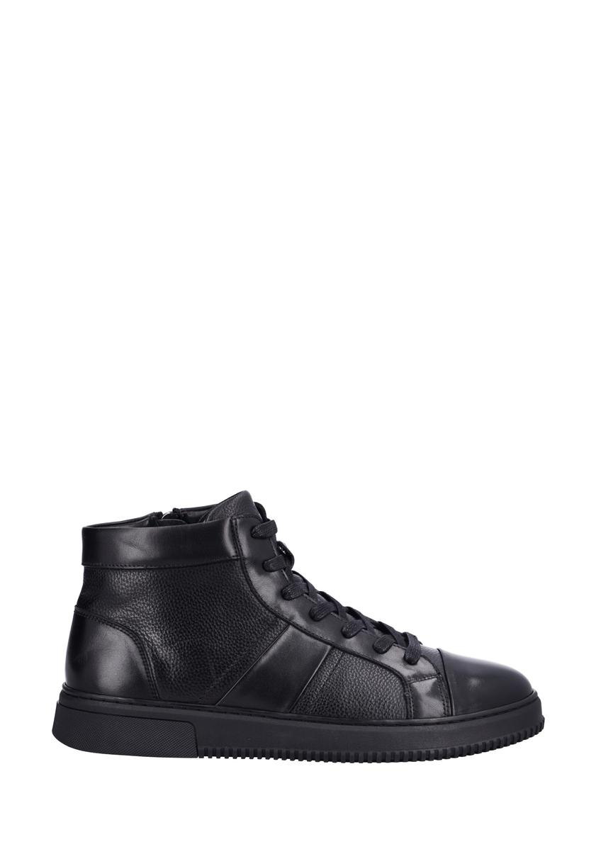 Black leather sports shoes BUTYM-0568-99(Z26), side view of the product on a white background.