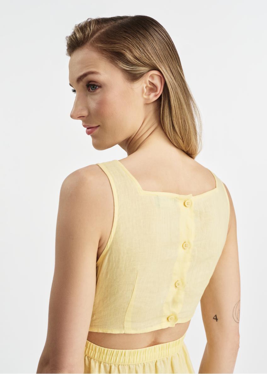 Linen dress in yellow SUKDT-0217-21(W25)
