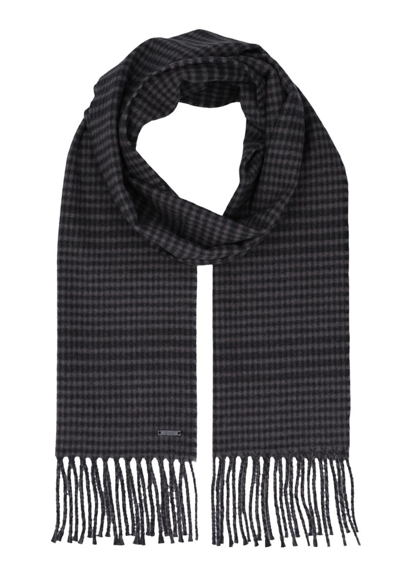 Men's scarf with a small check pattern SZAMT-0091-9B(Z26), front product view on a white background.