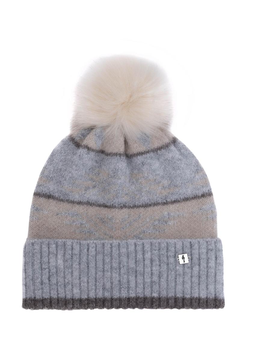 Women's winter hat with stripes CZADT-0190-61(Z24)