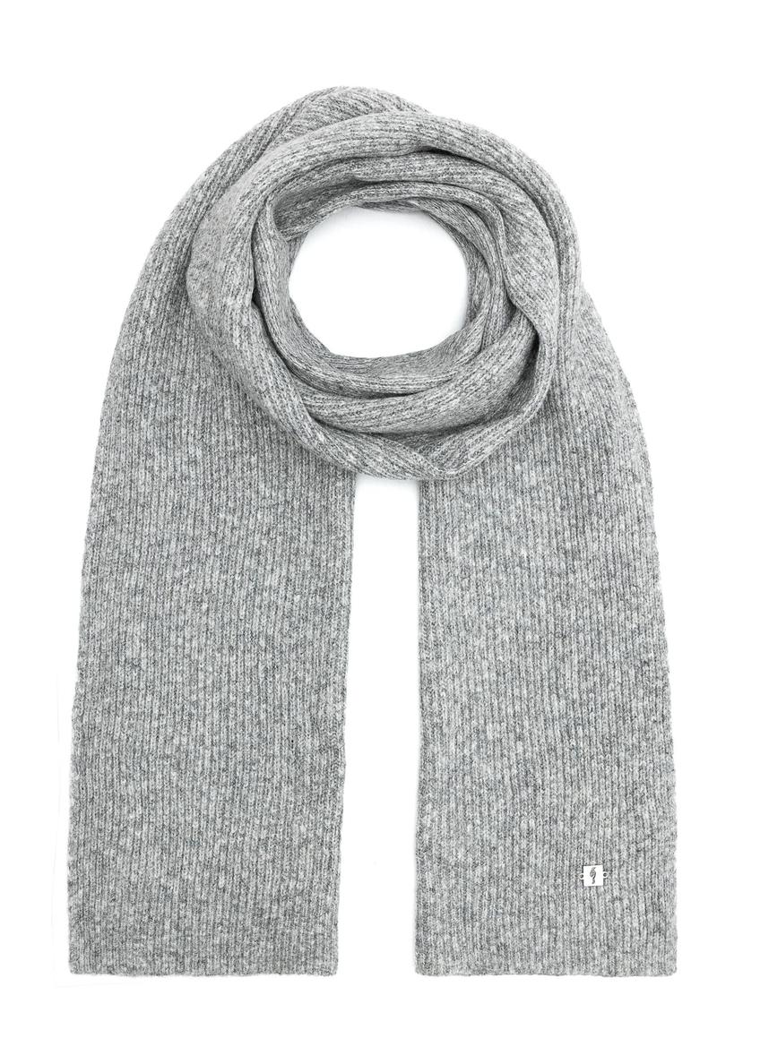 Gray women's scarf with a wool blend SZADT-0202-9B(Z26) product view from the front on a white background.