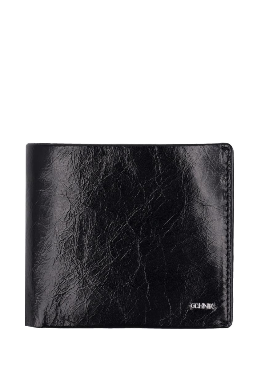 Black leather men's wallet PORMS-0738-99(Z26), front view of the product on a white background.