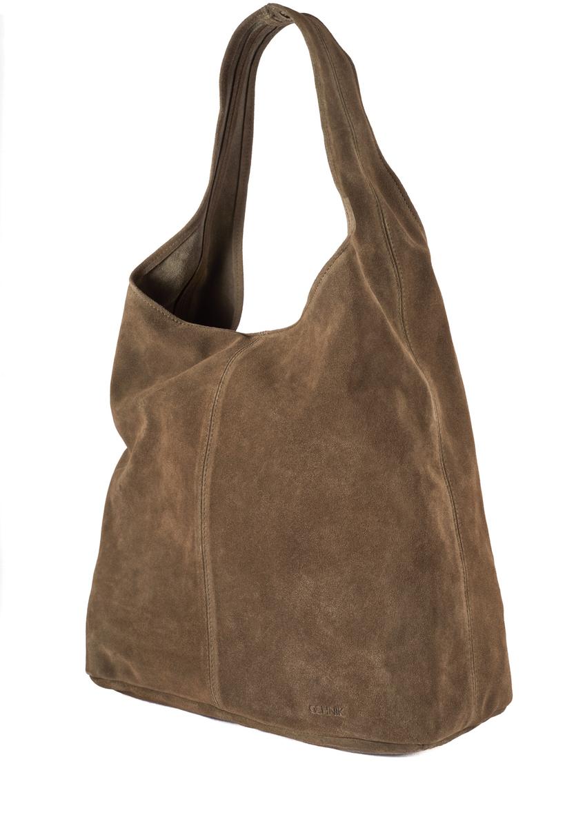 Women's suede shopper bag khaki TORES-1177-57(Z25)