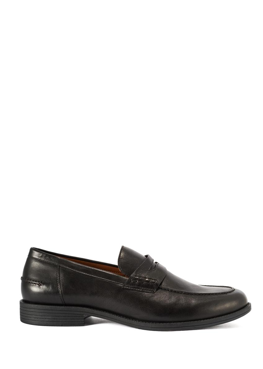 Leather black men's loafers BUTYM-0506-99(Z25)