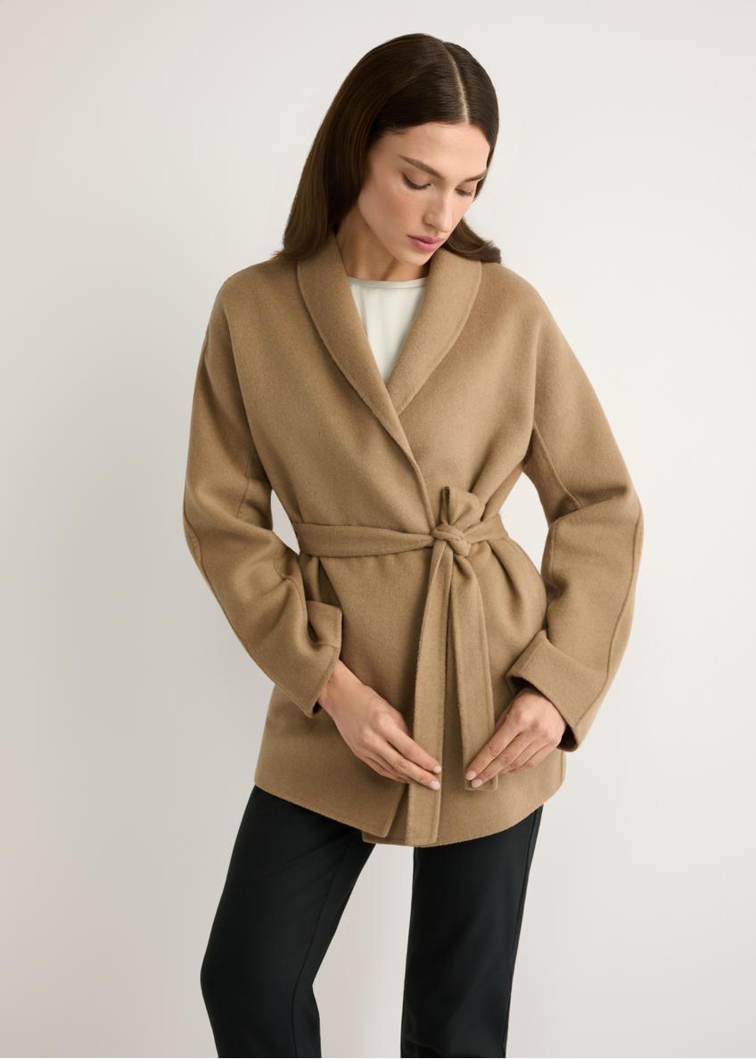 Women's camel wool coat PLADT-0074-1D(W26)