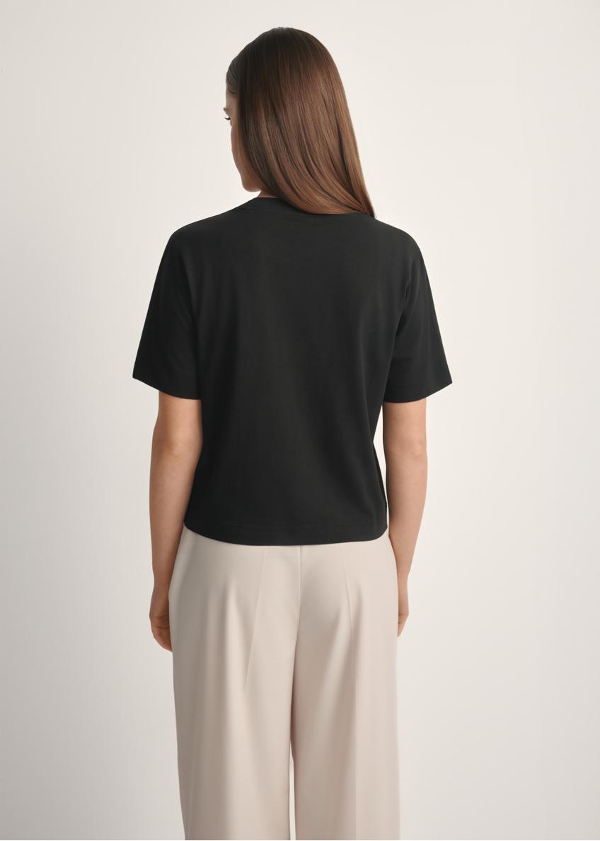 Cotton black women's T-shirt TSHDT-0138-99(W25)