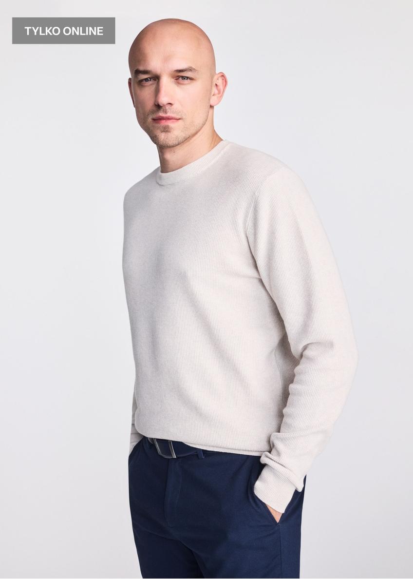 Beige cotton men's sweater SWEMT-0163-81(W25)