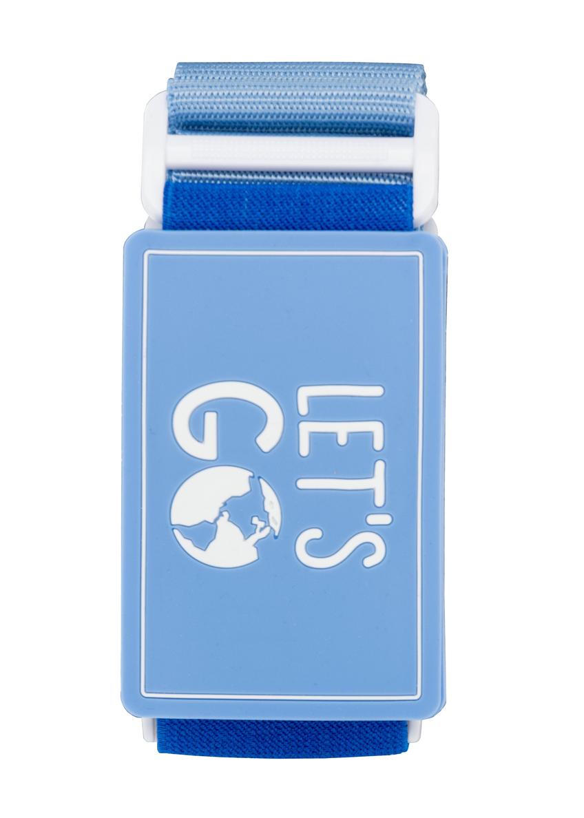 Luggage belt in blue color AW-011-0002-7B(W26), product view from the front on a white background.