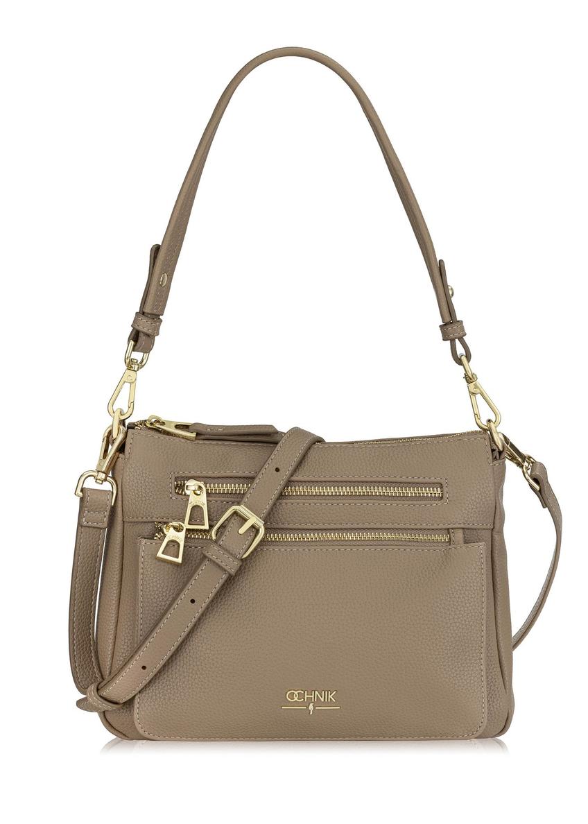 Beige women's handbag made of imitation leather TOREC-0966-81(Z24)-01