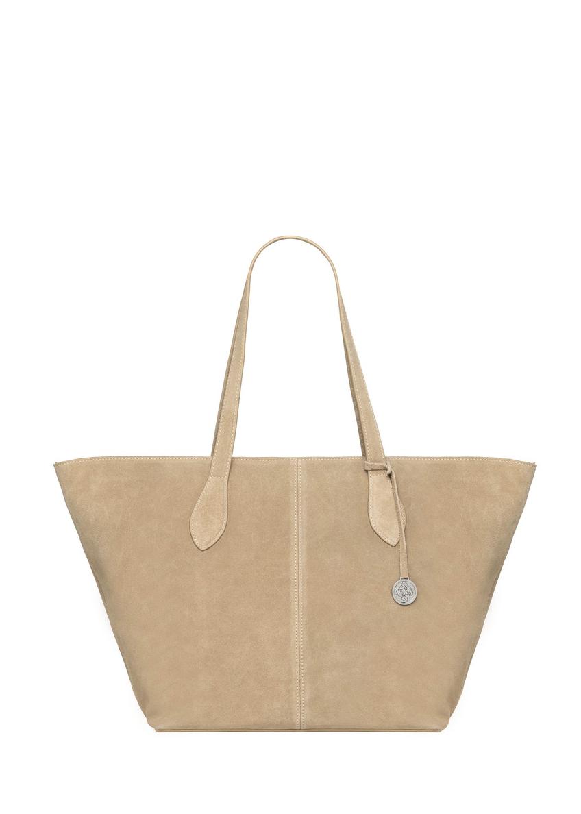Women's shopper bag in cool beige color TORES-1407-1K(Z26) - front view of the product, on a white background.