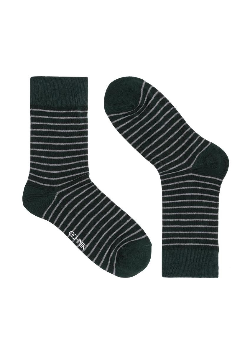 Long green striped men's socks SKAMT-0176-54(Z23)-01