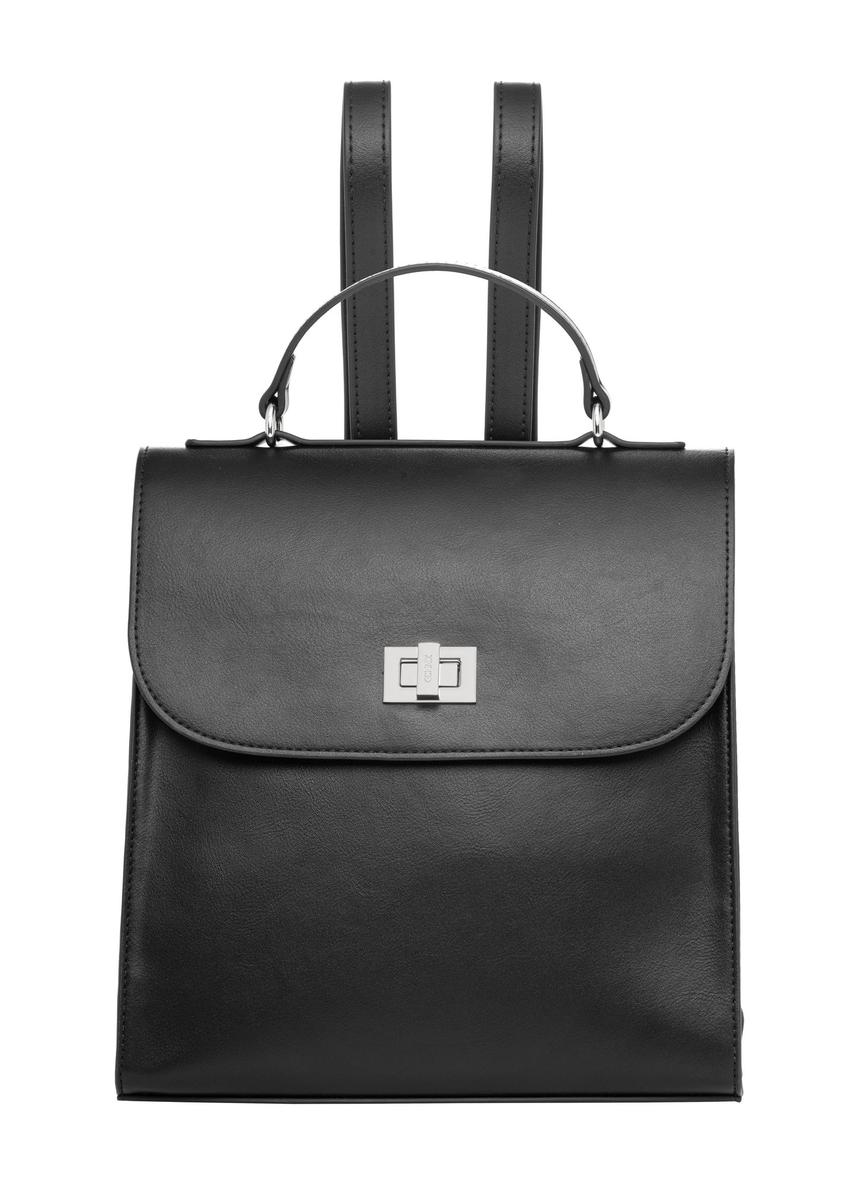 Black elegant women's backpack TOREC-1281-99(Z26) - front product view, on a white background.