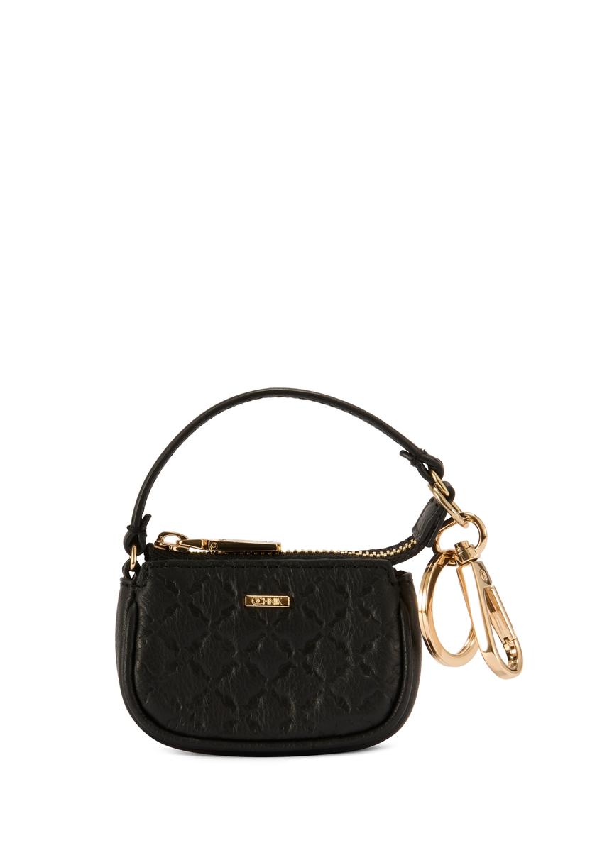 Black leather bag-shaped keychain BRELOK-0211-99(Z25)