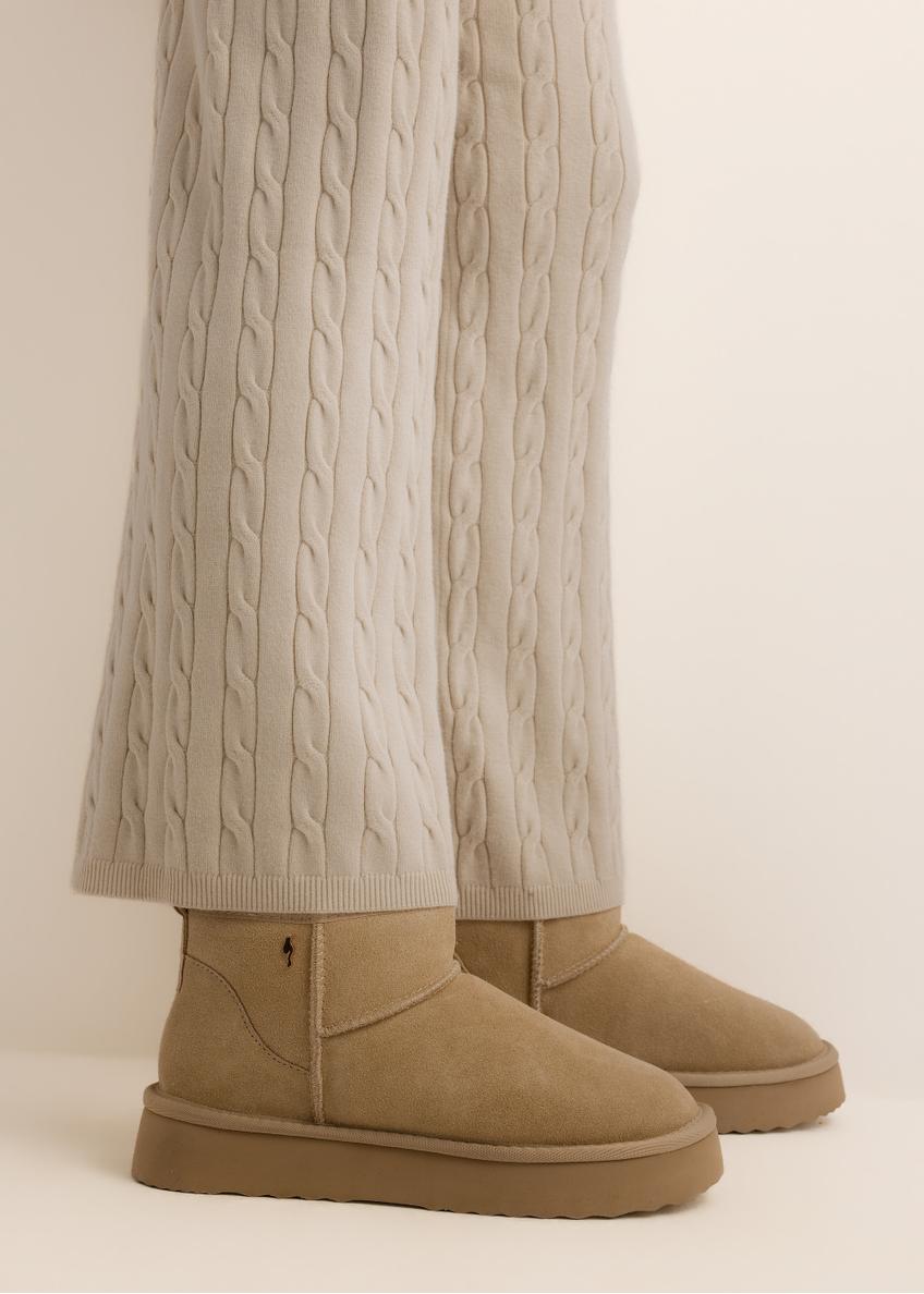 Beige short women's snow boots BUTYD-1138-1K(Z26)