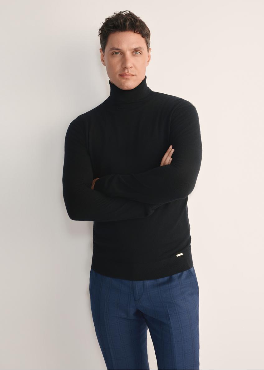Black men's wool sweater with silk SWEMT-0185-99(Z25)