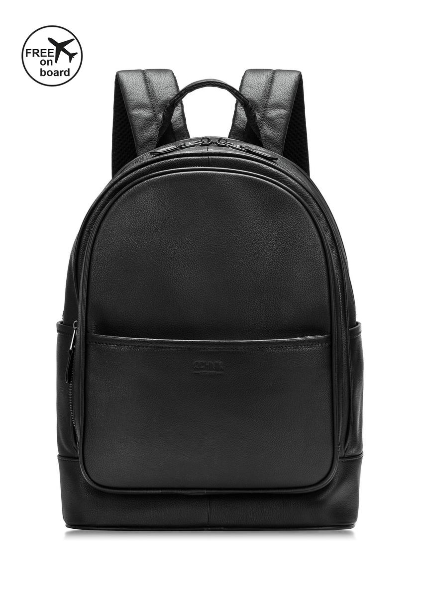 Black leather men's backpack PLCMS-0017R-99(W25)