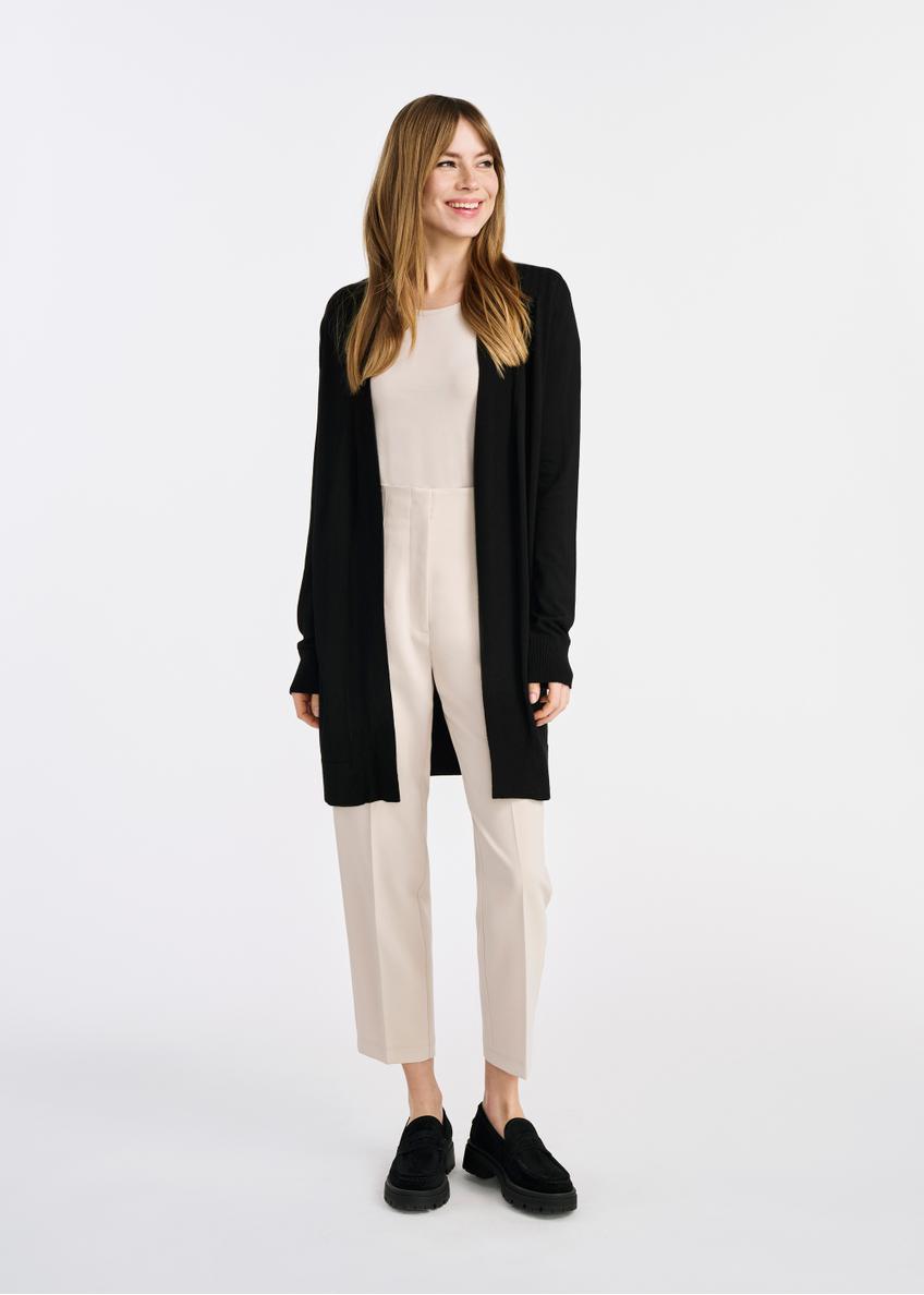 Long women's cardigan in black color KARDT-0050-99(W25)-01