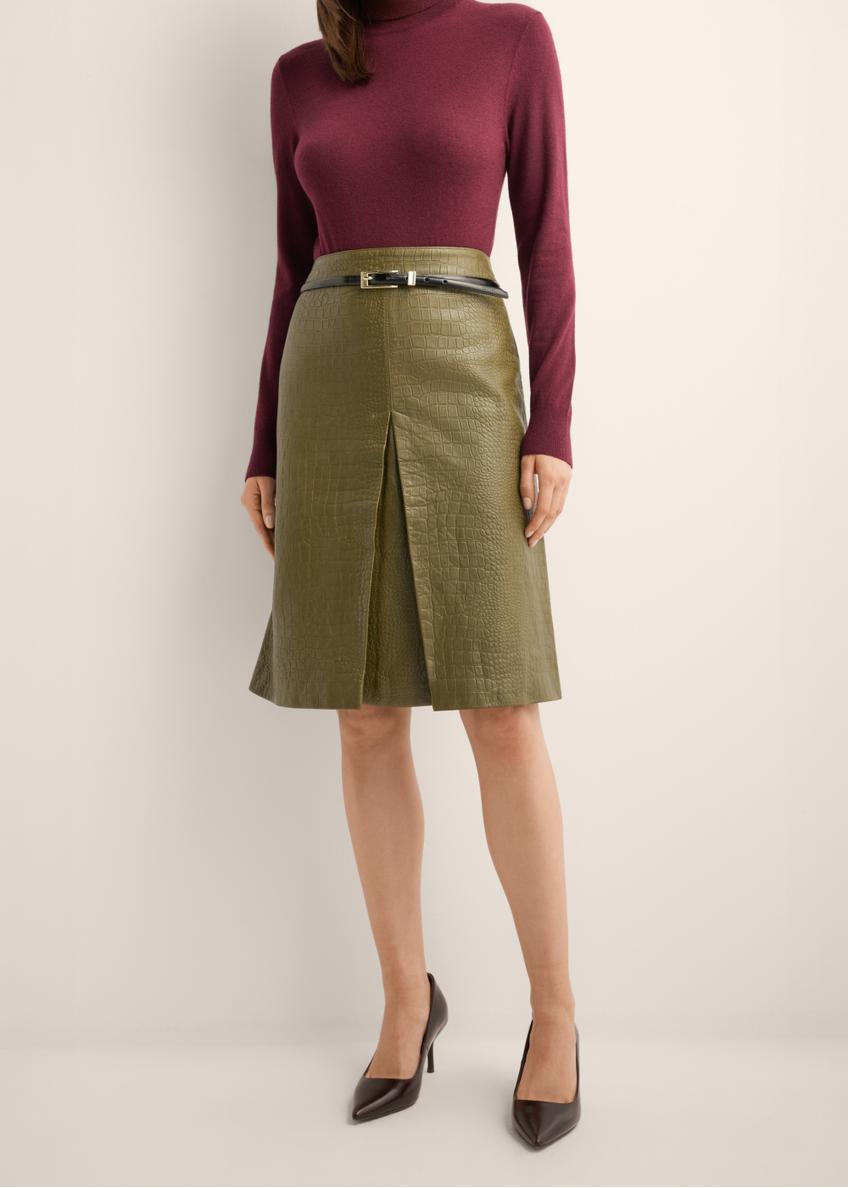 Olive leather skirt SPCDS-0083-8E(Z26)