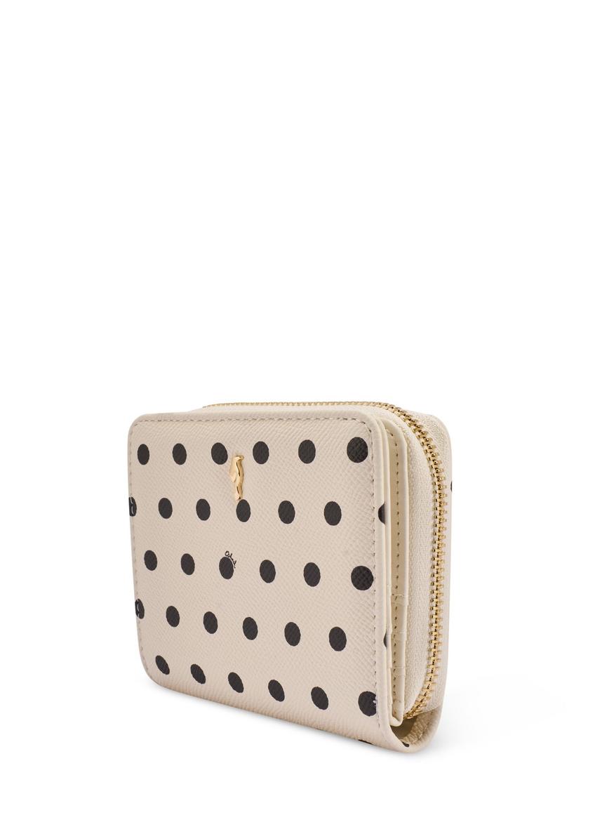 Small beige women's wallet with polka dots POREC-0366-0P(W26)