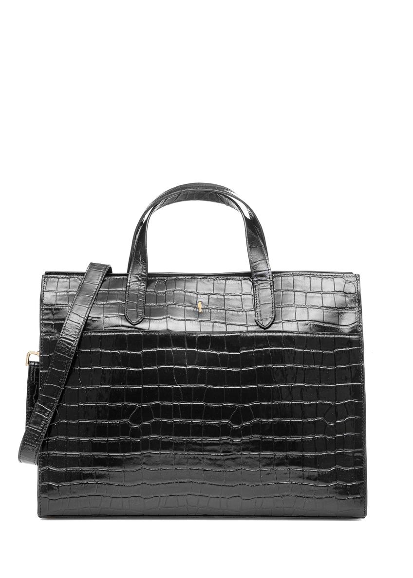Black large croco leather handbag TORES-1132E-99(Z25)