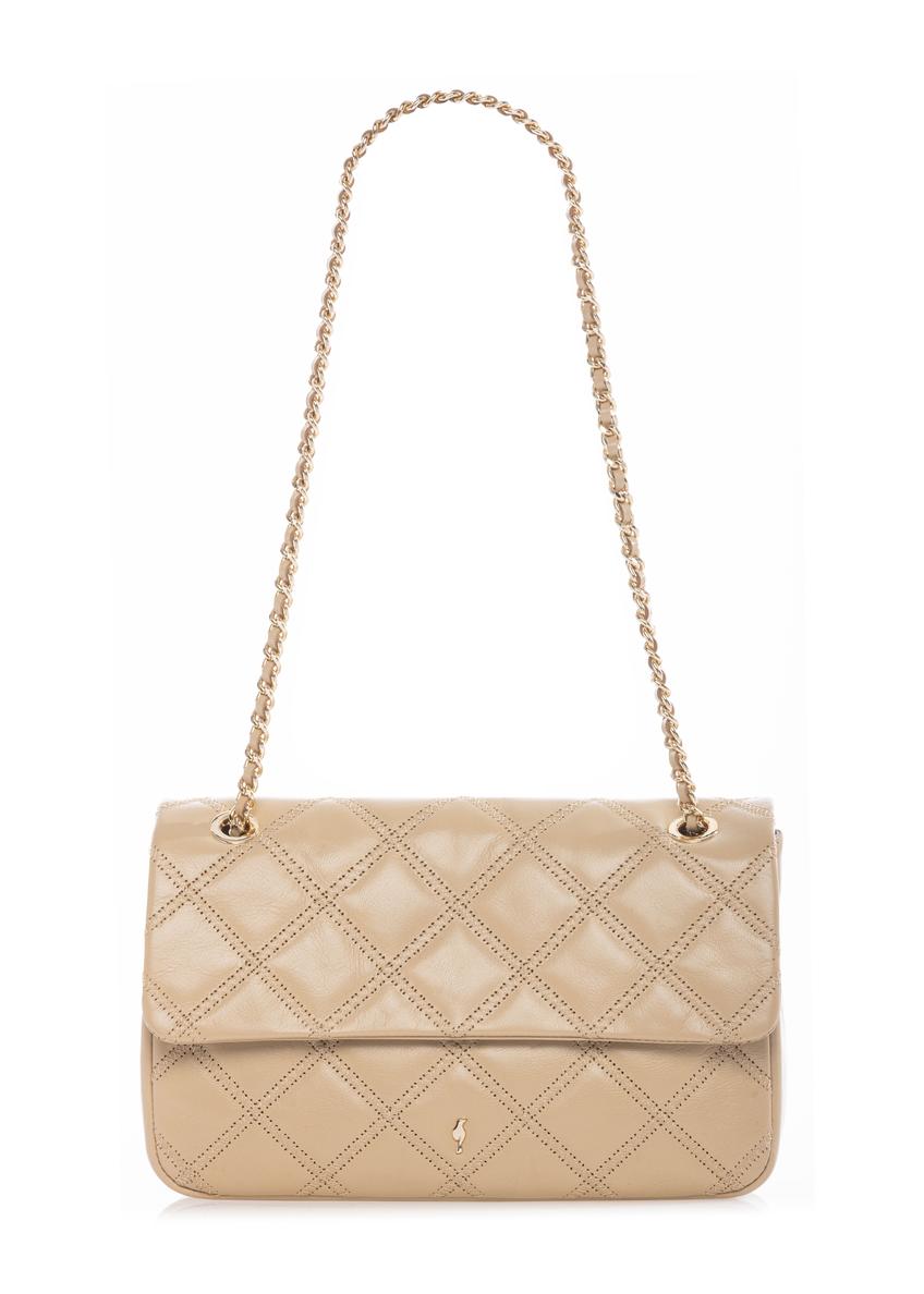 Beige leather women's handbag with chain TORES-1110-1B(W26)