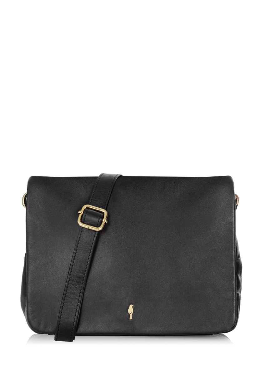 Women's black leather postbag TORES-0911A-99(W24)-06